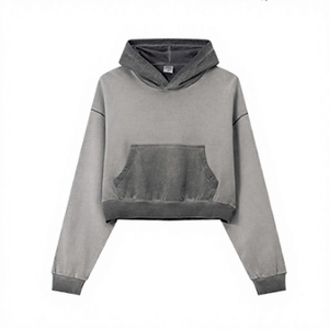 Sudadera con Capucha Unisex, Color Gris Sólido, Algodón French Terry, con Bolsillo, Estilo Casual para Invierno, Corte Regular, Estilo Cuadrado, con Letras - Product Image 1