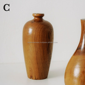 Vase à fleurs en bois massif |   Vase décoratif fait main pour fleurs séchées et artificielles - Product Image 1