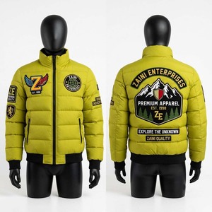Veste d'hiver décontractée pour homme ZAINI ZE-002, en polyester pongé de qualité supérieure 220 GSM, vert foncé, matelassée, à capuche, imperméable et coupe-vent - Product Image 1