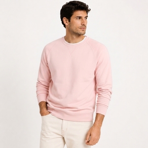 Sweat-shirt à capuche rose pour homme, col rond, manches raglan, coupe ample, en molleton de coton respirant, décontracté, pour l'hiver - Product Image 3