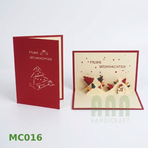 ANN HANDICRAFT MC016 Vietnam Christmas Hills Custom Offset Printed 3D Pop-up Die-Cut Greeting Cards <b>Matte</b> <b>Varnishing</b> Paper - Product Image 2