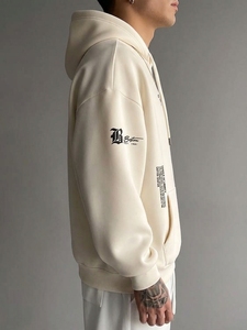 Sweat-shirt à capuche Boston pour homme, 100 % coton French Terry, coupe oversize décontractée, streetwear, avec poche, coupe classique, blanc hiver, respirant - Product Image 3