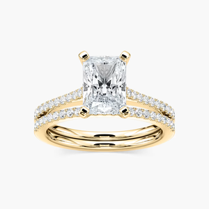 Radiant Cut Lab Grown Diamond Wedding <b>Ring</b> <b>Set</b> 14K Solid <b>Gold</b> Bridal <b>Set</b> - Product Image 2