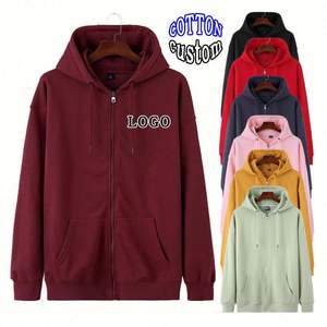 Sweat-shirts à capuche zippés en coton, vente en gros, haute qualité, personnalisables avec logo, épais, streetwear, coupe oversize - Product Image 1