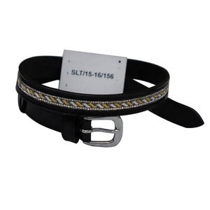 Cinturón indio formal con purpurina múltiple para damas Cinturón de cuero para montar a caballo con hebilla de acero para color negro. - Product Image 5