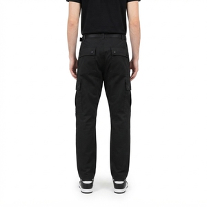 Pantalones Cargo Rectos Negros Personalizados OEM para Hombre, 100% Lino, Algodón Encerado, Estilo Urbano, con Refuerzo en la Entrepierna, Pantalones Utilitarios de Fábrica - Product Image 2