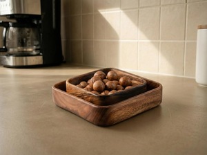 Bol à salade en bois naturel ILAHI, écologique, en bois d'acacia, style vintage, logo personnalisé, pour mariage, ustensiles de cuisine, vaisselle, en stock - Product Image 6