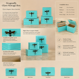 Luxury Minty Mirror <b>Glass</b> Decorative Storage Box Set Dragonfly <b>Knob</b> Premium Jewelry Vanity Organizer Boxes Home Decor Lacquer - Product Image 2