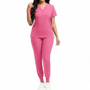 Unisex Nurse Scrubs Set Woven Fabric Medical Uniform for Hospital Professionals Comfortable cotton Polyester Scrub Suits - Product Image 2