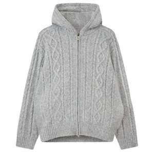 <b>Cable</b> Knit Winter Hoodie with Adjustable Hood 100% Cotton Regular Fit Breathable Eco-Friendly Casual Comfort Style 3D Embroidery - Product Image 1