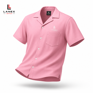 Chemise Hawaïenne Rose pour Homme en Gros, Imprimée sur Mesure, Col Camp, Boutonnée, Légère en Polyester, pour Vacances Tropicales et Plage, OEM - Product Image 2