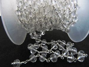 Crystal Quartz <b>Rosary</b> Rondelle Faceted Beaded 6mm Size Clear Quartz Bead Chain charms for jewelry making charms - Product Image 3