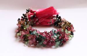 Perles facettées en tourmaline naturelle de qualité supérieure, forme poire, 8 pouces, taille 6x4-5x7MM, perles de pierres précieuses multi-tourmalines de haute qualité - Product Image 4