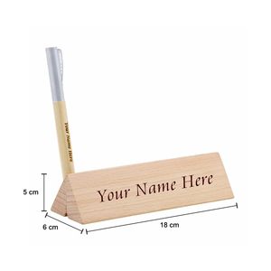 Personalized Wooden Desk Name Plate with Pen Holder Custom Engraved Office Table Nameplate Organizer for Doctor Advocate - Product Image 2