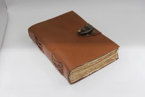 Handmade Leather Journal with Vintage <b>Lock</b>, Rustic Deckle Edge Paper <b>Diary</b> - Product Image 2