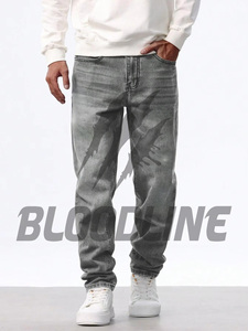 กางเกงยีนส์เดนิมทรงตรงสีเทาสำหรับผู้ชาย ยี่ห้อ BLOODLINE รุ่น Stonewashed เอวกลาง ผ้าฝ้าย สไตล์ลำลองสำหรับฤดูใบไม้ร่วง - Product Image 6