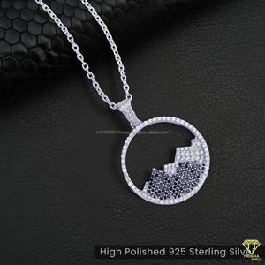 Fully Iced Mountain View Pendant Necklace In Sterling Silver With Black White Moissanite Hip Hop Jewelry Design - Product Image 6