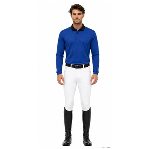 Camiseta de equitación de manga larga para hombre, jersey estampado ecuestre, transpirable y elástico, para entrenamiento. - Product Image 1