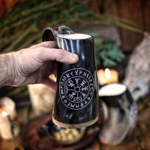 Viking Style <b>Ceramic</b> Beer <b>Mug</b> With Handle Vintage Design Stoneware Drinking Cup For Party Use - Product Image 4