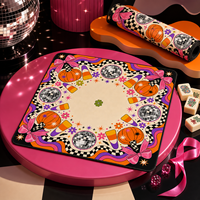 Alas Mahjong Amerika 33 Inci 3mm Neoprene Ramah Lingkungan Desain Retro Halloween Disko Original untuk Pesta Rumah, Permainan Poker, Hadiah Malam Hari