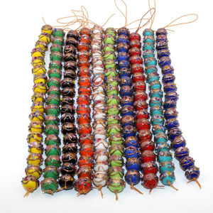 Cuentas de Vidrio Hechas a Mano Multicolores para Pastel de Boda, Cuentas Redondas de 12 mm |   Tiras de 8 pulgadas con detalles dorados |   Cuentas a Granel para Joyería y Manualidades DIY - Product Image 1