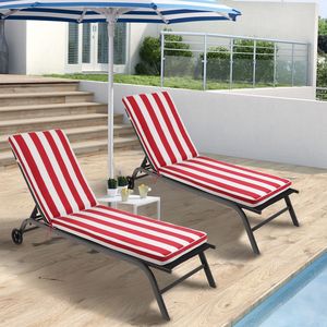 Set di 2 Cuscini di Ricambio per Sdraio da Esterno Rosso/Bianco, Cuscini Eleganti per Sedute da Patio - Product Image 2