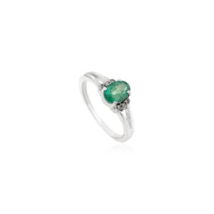 Beautiful Oval Cut Genuine <b>Emerald</b> Halo Diamond Solitaire Accents 925 Sterling <b>Silver</b> <b>Ring</b> Wholesale OEM ODM Jewelry Available - Product Image 3