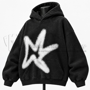 Sudadera con Capucha Negra Extra Grande para Mujer, Sudadera de Forro Polar con Estampado Gráfico Personalizado, Sudadera Informal de Estilo Urbano, Venta al por Mayor - Product Image 6