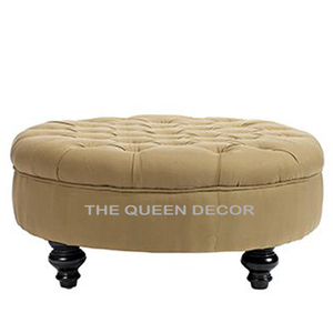 Accent Living Room Bedroom Velvet Ottoman Footstool Makeup <b>Vanity</b> Round Footrest Iron Base <b>Stool</b> With Metal Legs - Product Image 6