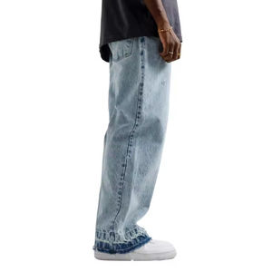 Nuevos Jeans de Mezclilla de Moda de Pierna Ancha Personalizados de Alta Calidad para Hombre, Transpirables y Ligeros para Invierno y Otoño, Venta al Por Mayor - Product Image 5