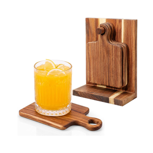New Design Rustic Acacia Wooden <b>Drink</b> <b>Coaster</b> with Handle Wooden Mini Charcuterie Boards <b>for</b> Party from Vietnam - Product Image 2