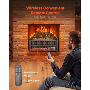 Inserto per Caminetto Elettrico da 16 Pollici con Telecomando, 5 Livelli di Luminosità della Fiamma Regolabili e Timer 24 Ore - Product Image 5