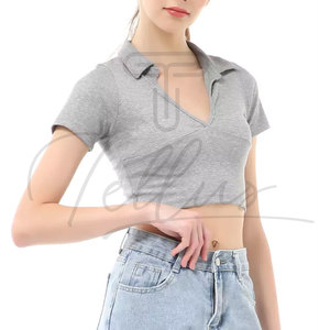 En Venta: Top Corto Casual y Cómodo para Mujer, Primavera/Otoño 2024, Top de Alta Calidad con Logotipo Frontal - Product Image 2