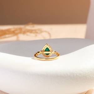 Anillo de Compromiso con Esmeralda, Plata de Ley 925, Chapado en Oro de 14K, Certificado IGI, Estilo Vintage de Lujo, Piedra de Nacimiento de Febrero - Product Image 2