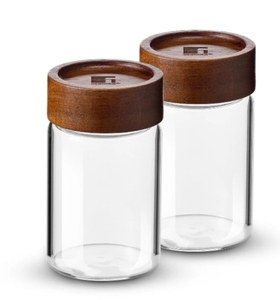 Pot de conservation en verre borosilicate avec couvercle en bambou, écologique, prêt pour les fêtes, récipient alimentaire, ustensile de cuisine moderne, personnalisable - Product Image 1