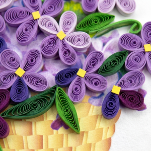 Elegant Violet Flower Basket Quilling <b>Card</b> Handmade Greeting <b>Card</b> For Special <b>Occasions</b> 3D Purple Floral Quilled For Gifts - Product Image 2