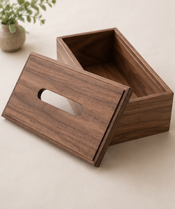 Boîte à mouchoirs en bois massif artisanale, porte-mouchoirs rectangulaire en bois, distributeur de serviettes décoratif - Product Image 4
