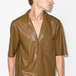 Chemises en cuir écologiques respirantes et élégantes pour hommes, tissu durable, finition douce, coupe confortable pour le bureau et les occasions décontractées quotidiennes - Product Image 2
