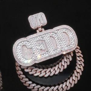 Men Charms Jewelry Iced Out Custom Hip Hop Pendant Lab Diamond 925 Sterling Silver VVS Moissanite Name Letter Initial Pendant - Product Image 4