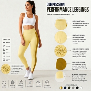 High Waist Knitted Eco-Friendly Yoga <b>Leggings</b> Breathable Stretch <b>Workout</b> Tights Quick Dry Full Length Activewear for Gym - Product Image 6