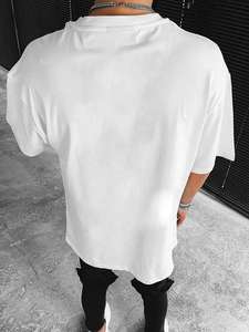 Camisetas Urban Cross para hombre, blancas, extragrandes, 250GSM, algodón grueso, hombros caídos, estilo urbano, fabricante OEM al por mayor - Product Image 2