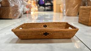 Bandeja de Almacenamiento Rectangular ATA, Diseño Clásico Tejido, Acabado Natural sin Tratar, Portátil, para Vajilla de Cocina, el Más Vendido en Indonesia - Product Image 3