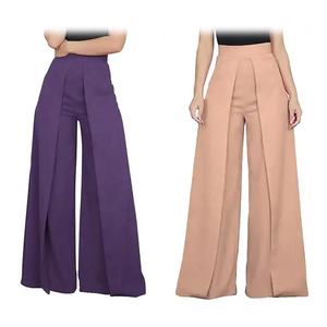 Customized Color-Fashion Blanked Casual Wide-Leg Women's Pants Cotton Breathable Women Longed Trouser Pant Made - Product Image 2