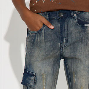 Pantalon en jean pour garçons, taille mi-haute, design élégant, couleur unie, finition lisse, idéal pour les commandes en gros - Collection 2026 - Product Image 2