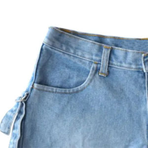 High Quality Canvas Denim Shorts Fashion High Waist Blue <b>Jeans</b> Casual Pants Elastic Waist <b>Drawstring</b> <b>Men</b> Quick Dry 180g Woven - Product Image 2