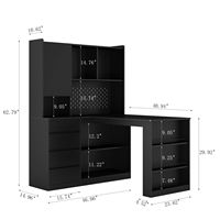 Bureau d'angle moderne en forme de L pour le travail à domicile, avec éclairage LED, tiroirs, étagère et hutch, idéal pour le jeu sur ordinateur