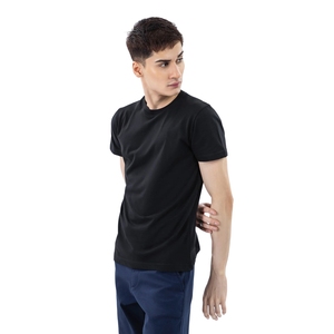 Wholesale Plain 100 Cotton <b>Black</b> T <b>Shirt</b> Custom Logo <b>Slim</b> <b>Fit</b> Short Sleeve Crewneck Blank <b>Mens</b> Tees Bulk - Product Image 1