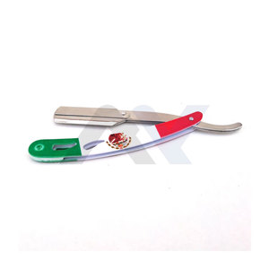 Professional Barber Straight Cut Throat Razor with Mexican Flag Handle <b>Swing</b> Lock Stainless Steel Shaving Razor for Classic Wet - Product Image 1