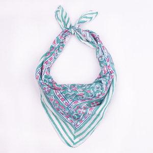 Foulard carré en coton à motif floral, multifonctionnel, décontracté, vintage, bohème, imprimé à la main, bandana, style rétro, doux et enveloppant - Product Image 3