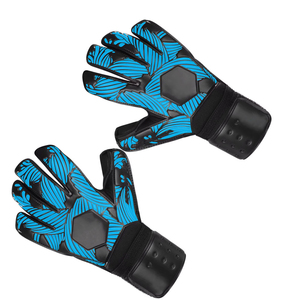 Football Goalkeeper Gloves <b>Full</b> Finger Non <b>Slip</b> Breathable PU Unisex Hook And Loop Closure Blue Black Sublimation Print - Product Image 4